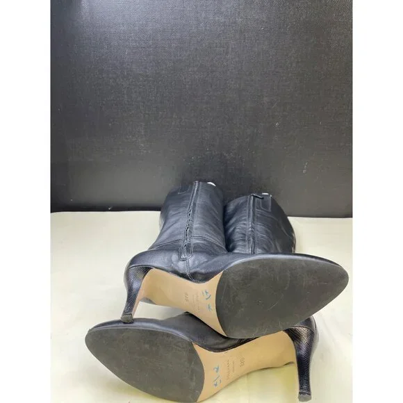 Nine West Women's Black Leather Boots/Shoes Heel 3" Size 8.5B SKU 5884 - Picture 6 of 9